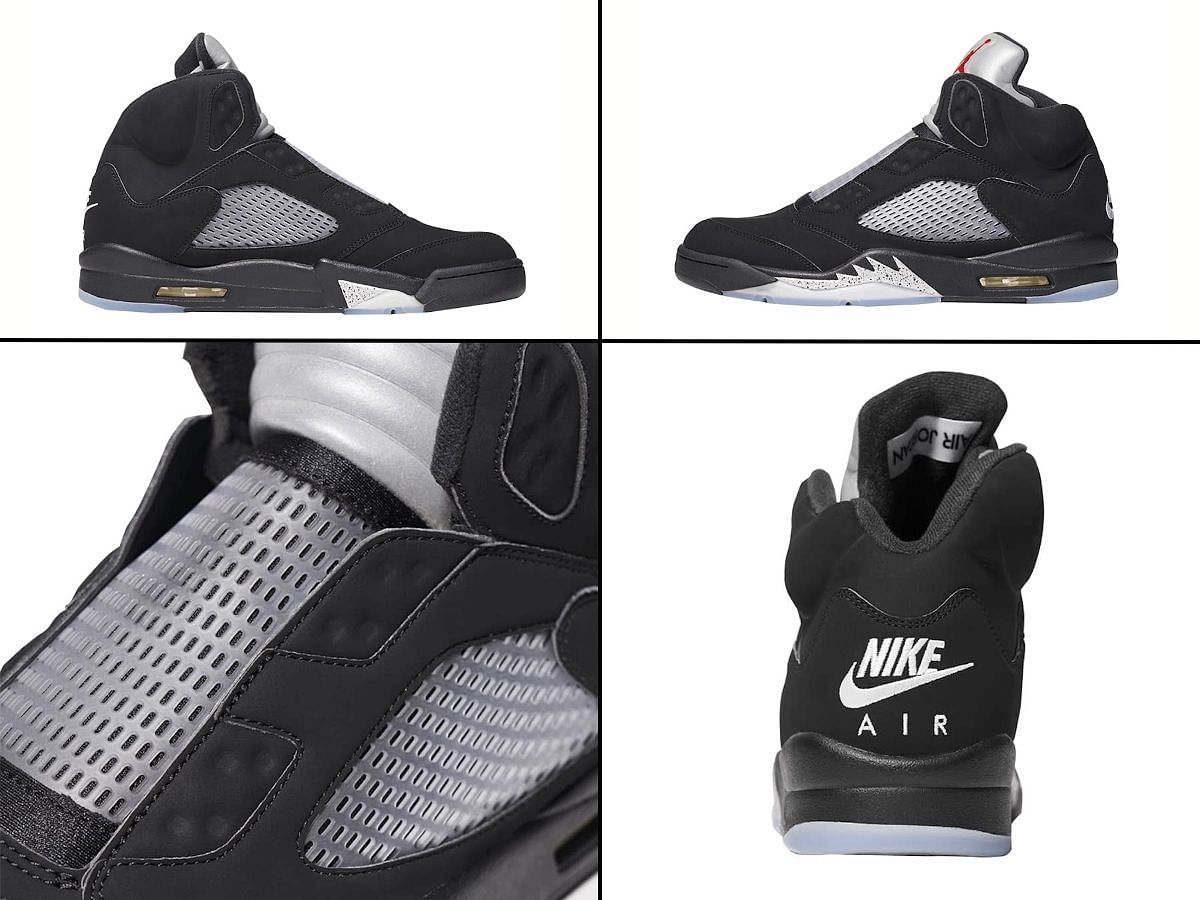 Different profiles of "Black/Metallic" sneakers (Image via Sportskeeda)